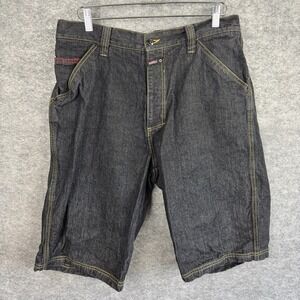 Esco Duns‎ Demin Shorts Mens 36 Jorts Baggy Hip Hop Skater Y2K Grunge Dark Wash